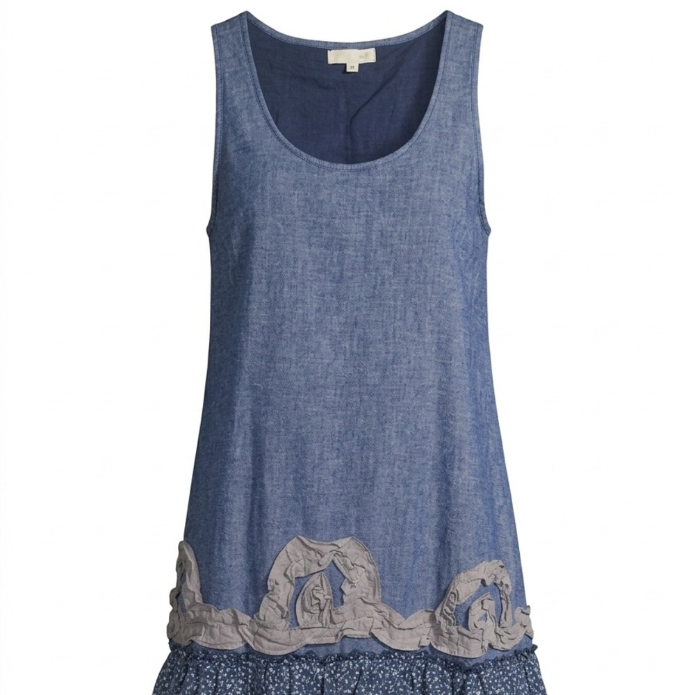 Eclectic & Airy: Boho Denim Mixed-Media Dress